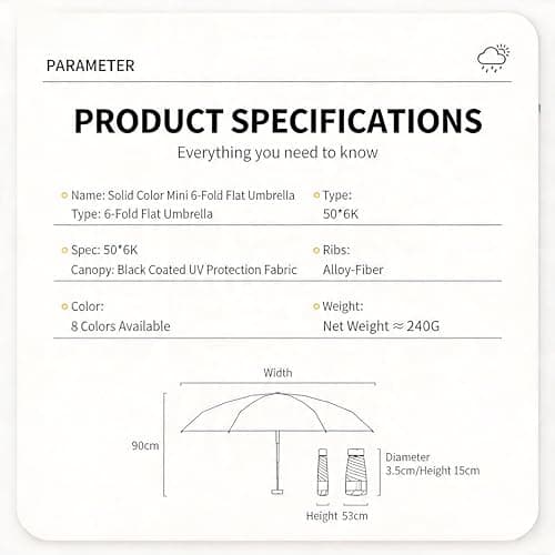 Mini Travel Umbrella for Sun Protection SPF 50+ Compact UV Umbrella — view 4