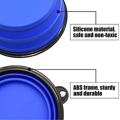 Collapsible Dog Bowl,Collapsible Dog Water Bowls for Cats Dogs, Portable Pet Feeding Watering Dish,Portable Dog Water Food Bowl with Carabiner (Small(350ML), Blue) — view 3