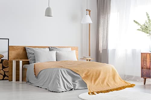 Emma Barclay Herringbone - Recycled Cotton Patterned Chair Sofa Setee Bed Throw Over Blanket in Ochre Yellow - 50x60 (127x152cm) — view 6