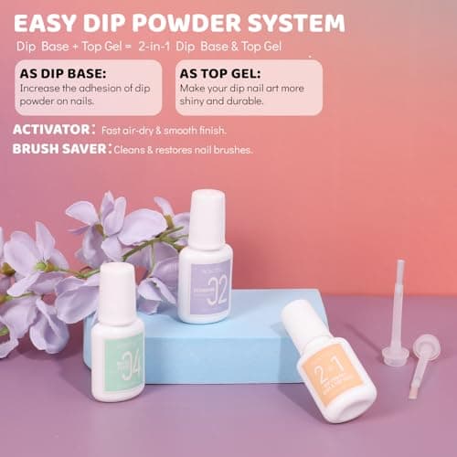 Aokitec Dip Powder Nail Kit, Deep Aubergine Cream & Mauve Shimmer Nail Powder with Dip Liquid for Nail Art, Dipping Acrylic Nail Kit for Holiday Travel, Nail Set Gift for Women & Girls — view 5