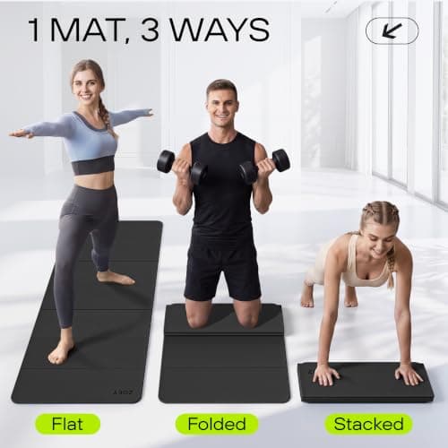 ZOEY 7-Fold Foldable Yoga & Exercise Mat, Extra-Wide 189x80cm XL Lightweight Non-Slip TPE Workout Mat for Yoga Pilates, Portable for Travel Camping Home Gym Floor, Dusty Black — view 4