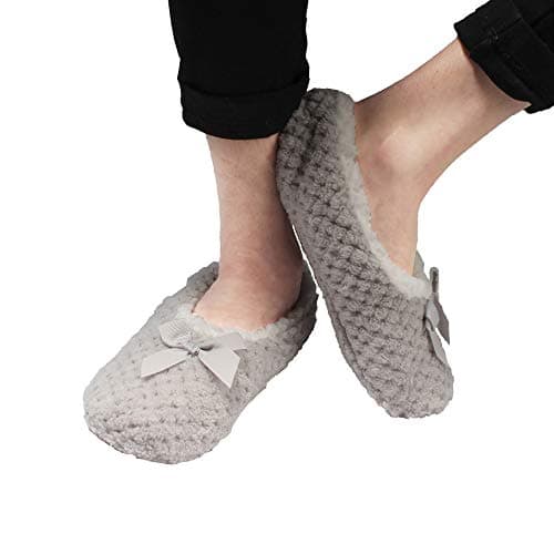 BambooMN Adult Super Soft Warm Cozy Fuzzy Soft Touch Sleeper Slippers Non-Slip Lined Socks – Grey – X-Large (UK Size 8-9) — view 2