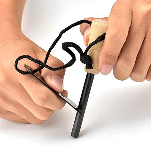 Ember Rock Fire Stone - Premium Ferrocerium Magnesium Fire Starter Stick - Includes Scraper Tool Multi-Use Wooden Handle for Firm Grip - Essential Fire Starter for Survival Camping Kit — view 6