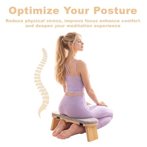 BLOMZA Folding Bamboo Meditation Bench Portable Zen Stool Lightweight Kneeling Prayer Stool Sitting Stool Meditation Seat Outdoor Camping Stool Foldable Stool for Yoga Travel Home Use — view 5