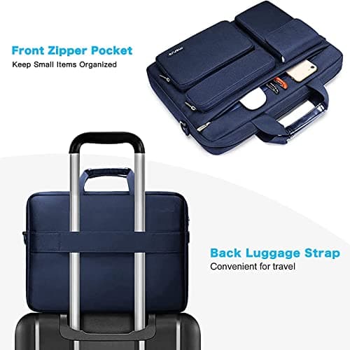 MOSISO Laptop Shoulder Bag 16 inch, 15.6 inch Laptop Case, Navy Blue — view 4