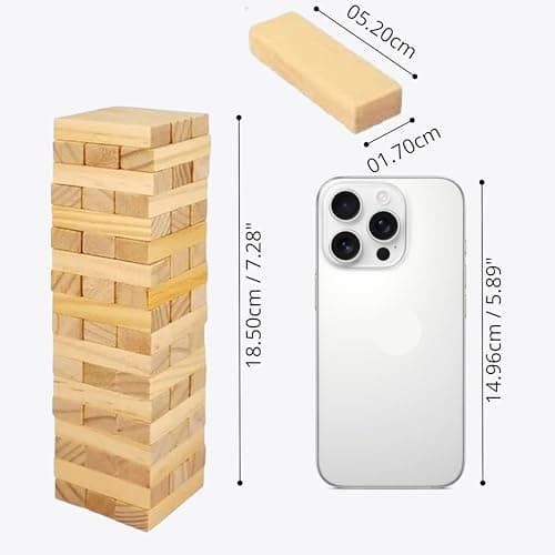 Lizzy 1 x Wooden Tumble Tower Stacking Game Minature size | 54 wooden blocks Tumbling Tower Stacking Game | Board Games Fun Entertainment for Kids and Adults (1) — view 2