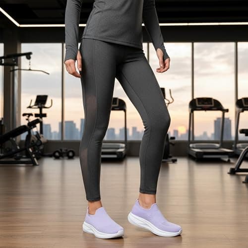 Raoendis Women Slip On Trainers Workout Shoes Ladies Slip On Sneakers, Comfortable Breathable Lightweight Mesh Running Shoes Fashion Casual Purple Size 6 — view 2