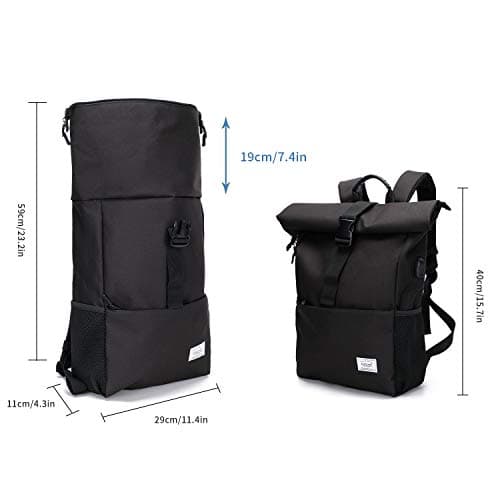 MoFut Rolltop Backpack for Men and Women, Large Laptop Backpack with 15.6 Inch Laptop Compartment, Waterproof Backpack, Multi-Compartment Travel Backpack, School Backpack, Work Backpack for University — view 3