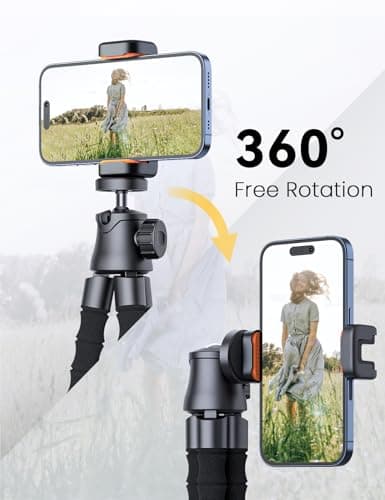 Pnitri Tabletop Tripod for Travel, Flexible Phone Stand for Video Recording — view 4