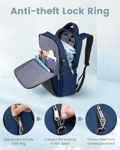 Besttravel Backpack, Business Travel Backpack with Charging Port, Water Resistant Rucksack, Anti-Theft Backpack for Men Women, Fits 15.6-inch School Bag-Blue — view 3