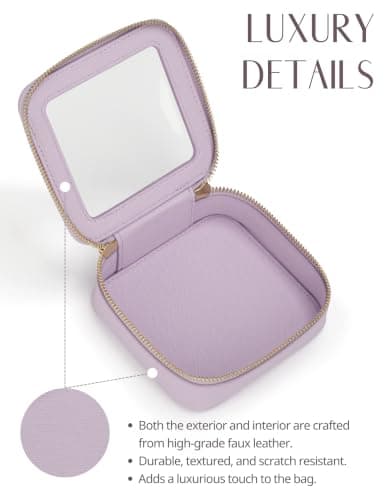 Popvibe Clear Makeup Bag with Zipper, Portable Makeup Organizer, Compact Travel Bag for Car, purple, 5'' x 4.7'' x 2'' — view 6