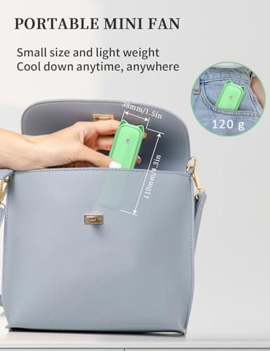 LETSCOL Handheld Mini Fan, 3 in 1 Hand Held Cooling Device, Portable and Personal with Power Bank & Flashlight, Foldable for Travel, Desk, Makeup (Light Green) — view 6