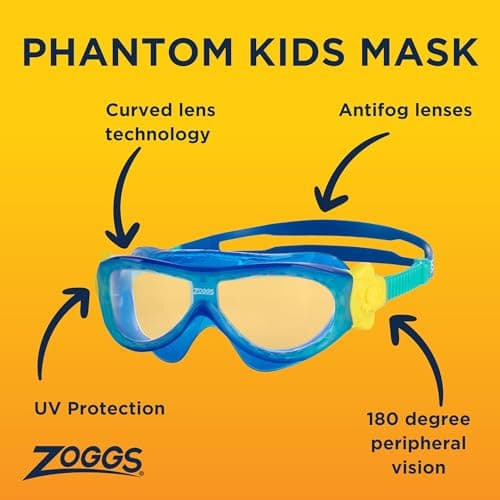 Zoggs Phantom Kids Mask Blue Turquoise Clear — view 3