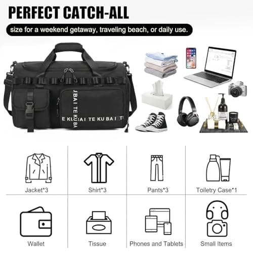 Sports Gym Bag for Women Men, 65L Travel Duffel Bag Overnight Weekend Bags — view 6