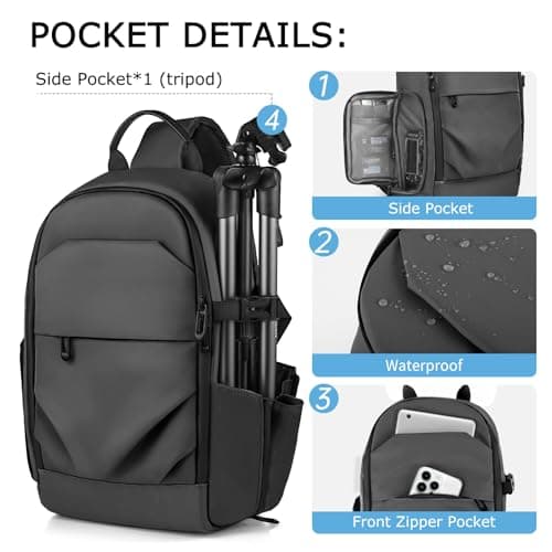 TAAOKA Camera Sling Bag for Photographer– Waterproof Crossbody Camera Bag with Fast Access Pockets, Thick Shockproof Photography Backpack with Tripod Holder, DSLR Camera Bag for Nikon/Sony/Canon — view 2
