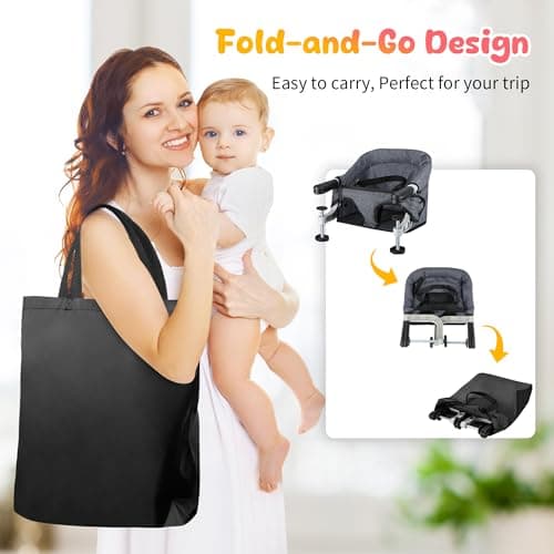 Toogel Hook-On High Chair, Foldable Portable Seat for 6-36 Months, Grey — view 5