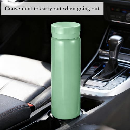 300ml Small Flask, Reusable Vacuum Insulated Stainless Steel Insulated Tumbler Water Bottle with Leakproof Lid for Hot & Cold Drinks, Portable Coffee Mug for Travel (Light Green) — view 4