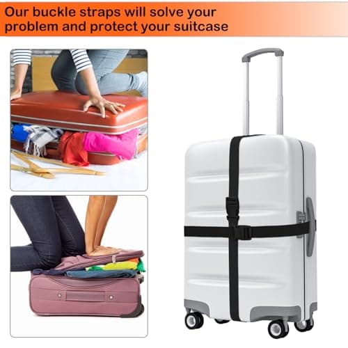 Hiziwimi 6Pcs Black Luggage Straps for Suitcases with Quick-Release Buckle — view 5