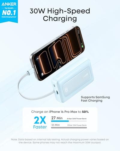 Anker Power Bank,10,000mAh 30W with USB-C Travel Essential Portable Charger — view 2