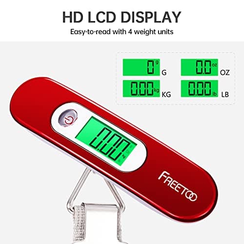 FREETOO Luggage Scale with Tare Function 110 Lb/ 50Kg Capacity, Red — view 5