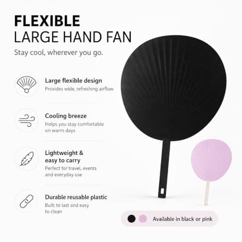 MAR Hand Fan Large Flexible Plastic Handheld Manual Cooling Fan 1pc 27x28cm — view 2