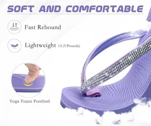 KuaiLu Women's Rhinestone Flip Flops Arch Support Yoga Mat Cushion Sandals — view 5