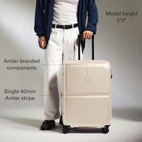 ANTLER - Single Stripe Hard Shell Medium Suitcase - Durable, Lightweight & Expandable, 4 Spinner Wheels - Adjustable Handle, TSA Lock, 68cm - Wheat Beige — view 4