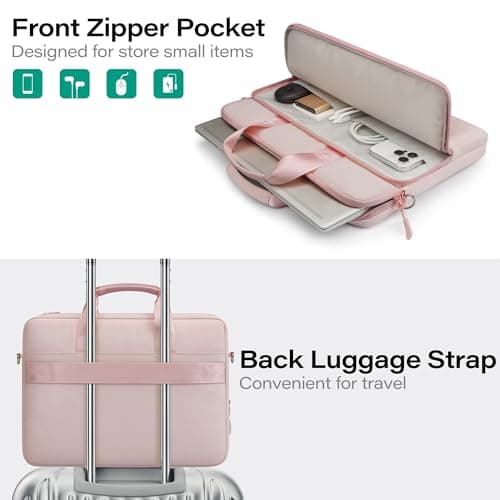 TECOOL Laptop Bag 15.6 16 inch 360 Protective with Shoulder Strap, Pink — view 4