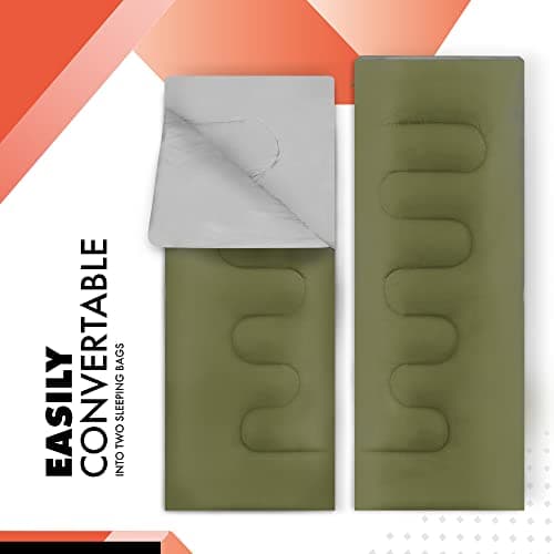 azark Premium Double Sleeping Bag, 350GSM, Lightweight and Waterproof, 4 Seasons of Camping, Hiking and Outdoors, Sleeping bag for Adults & Kids (Green) — view 4