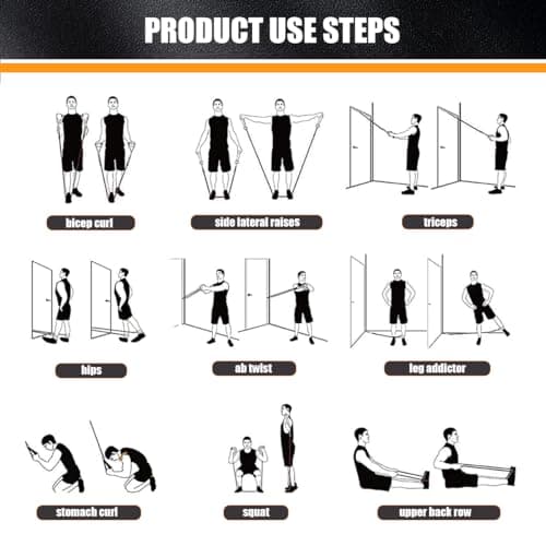 WHATAFIT Resistance Bands Set, Exercise Bands with Door Anchor, Handles, Waterproof Carry Bag, Legs Ankle Straps for Resistance Training, Physical Therapy, Home Workouts (White to Black) — view 6