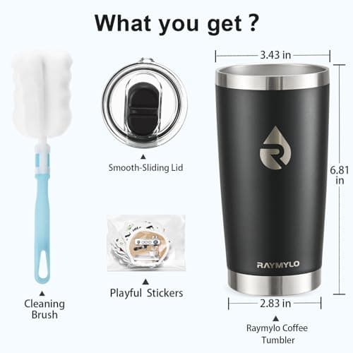RAYMYLO Insulated Travel Coffee Tumbler 590ml, Detachable Spill-Proof Lid — view 6