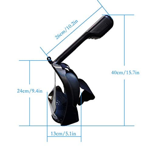 Snorkel Mask, Full Face Snorkel Set, 180°view Snorkeling Gear with Panoramic Design-Compatible Sports Camera, Diving Mask with Anti-fog and Anti-leak Technology for Adults and Kids — view 3
