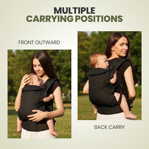 Nouize Lightweight Baby Carrier, Newborn to Toddler – Breathable Mesh-Backed Support, Cooling for Summer – Front, Hip & Back Carry, Adjustable 3.5–20kg – Black — view 5