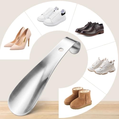 Grey Metal Shoe Horn Small 16cm Curved Hook for Travel Shoes Daily Use — view 5