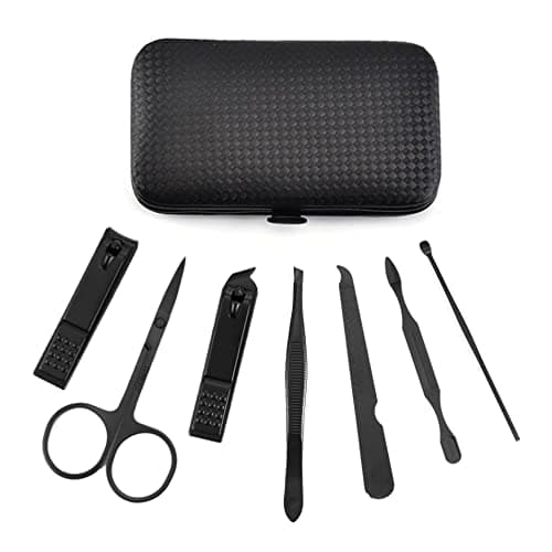 aRKé Manicure set Nail Clippers Professional Fingernail & Toenail grooming Kit Tweezers Eyebrow Scissors for mens and women Travel size 7Pcs Nail Care Tools with Black Case — view 2