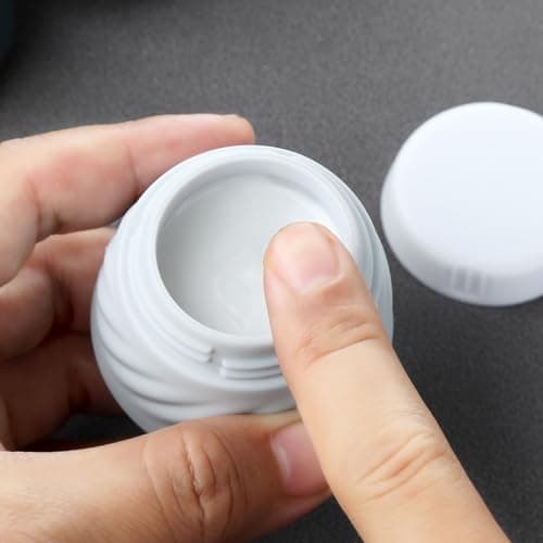 Gemice TSA Approved Travel Containers for Toiletries, 4 Pack Silicone Cream Jars with Convenient Toiletry Bag, Leak-proof Wide Mouth Travel-Size Toiletries Containers with Lid for Cosmetic Cream — view 4