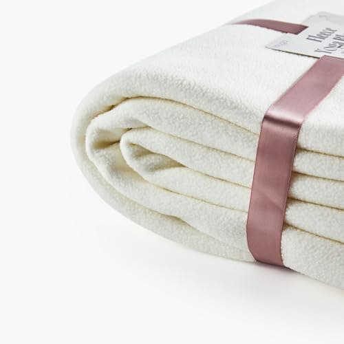 Myga Reversible Fleece Yoga Blanket - Soft, Warm & Lightweight Blanket for Yoga, Meditation and Relaxation - Machine Washable & Cozy Throw for Home & Travel - Large, 200cm x 145cm (Cream) — view 4
