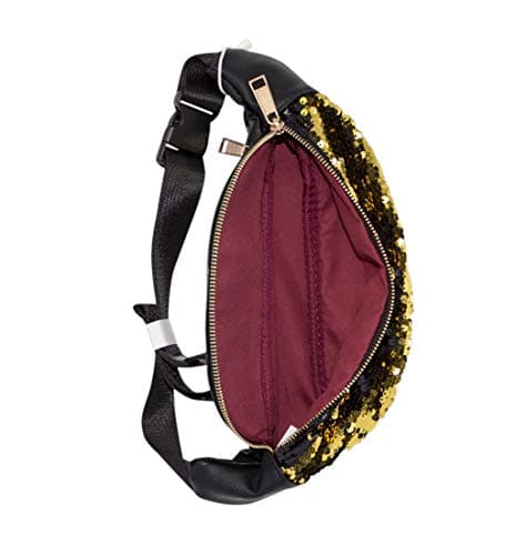 Lyallpur Bumbag Glitter and Sequin Pouch Travel Festival Waist Belt Holiday Money Wallet (Gold) — view 3
