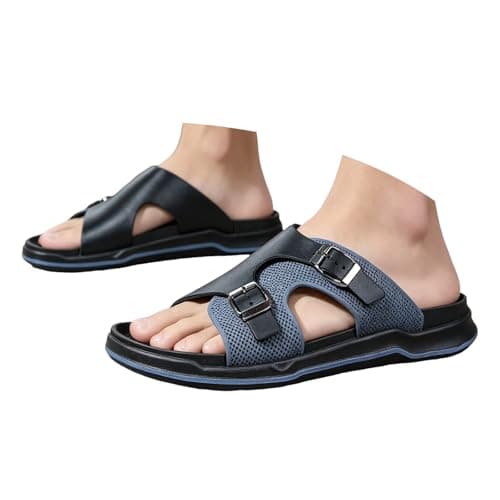Unisex Soft Sole Non Slip Breathable Beach Slippers for Women Men, Lightweight Summer Sandals with Arch Support, Outdoor Casual Flip Flops for Pool Walking Travel, Size 6-12 (Blue, 8)