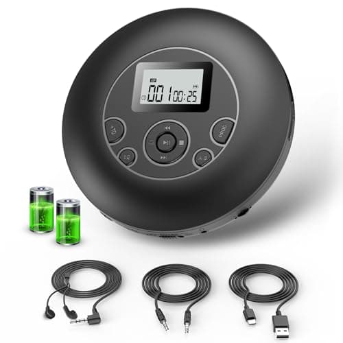Portable CD Player Rechargeable with Headphones for Home Car Travel