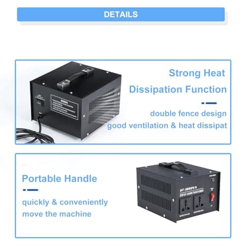 tonchean 1000W Voltage Converter Step Up & Step Down Voltage Transformer — view 6