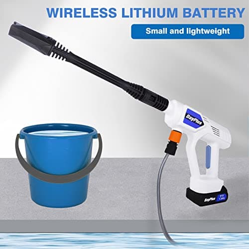 Cordless Power Washer Gun 21V Electric Portable Pressure Cleaner Battery & Charger for Home Travel Garden Yard with 5M/25CM Hose Portable Jet Wash White — view 3