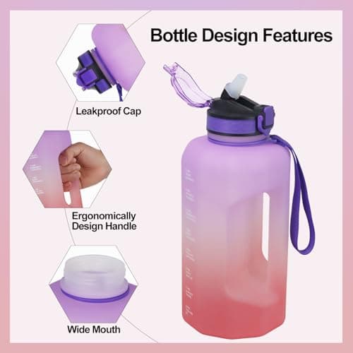 GLEKGLEK Motivational Water Bottle 2.2L with Straw, Time Marker — view 3