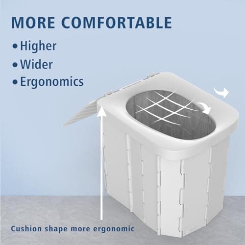Hapoon Portable Camping Toilet for Adults - XL Folding Toilet with Lid, Travel Portable Potty, Grey — view 3