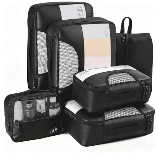 6 piece Packing Cubes Set for Travel, Luggage Organisers-Black