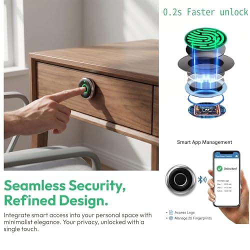 Fingerprint Cabinet Lock with App Control, Smart Biometric Drawer Lock — view 2