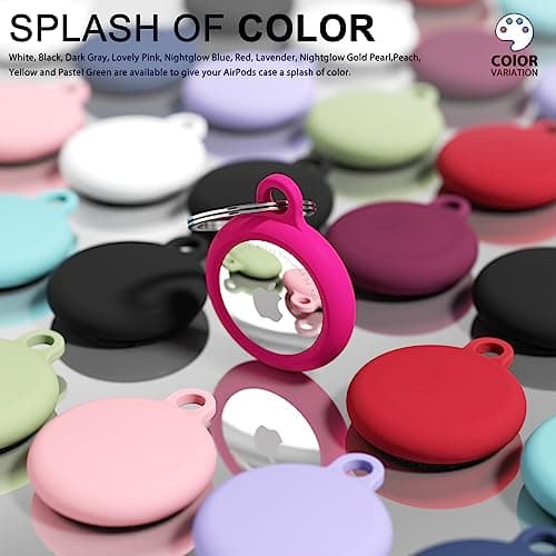 oakxco for Airtag Keychain Silicone, Airtag Holder with Key Ring, Air Tag Cover Cute Accessories for Kids, Luggage, Car Dog Collar, Car, Compatible with Apple Airtag Case Waterproof Tracker, Hot Pink — view 3