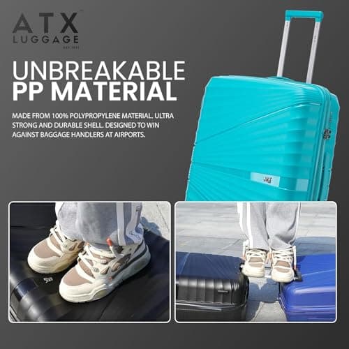 ATX Luggage Ryanair Overhead 55x40x20cm Cabin Suitcase Lightweight Durable Polypropylene Small Suitcase with 4 Dual Spinner Wheels and Built-in TSA Lock (Mint Green, 21 Inches, 44 Liter) — view 6