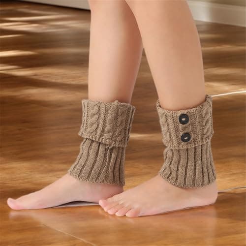 XuQiZZpp Portable Short Leg Warmers Knitted Warm Knitted Foot Protectors Compact Design for Travel Commuting and Work — view 3