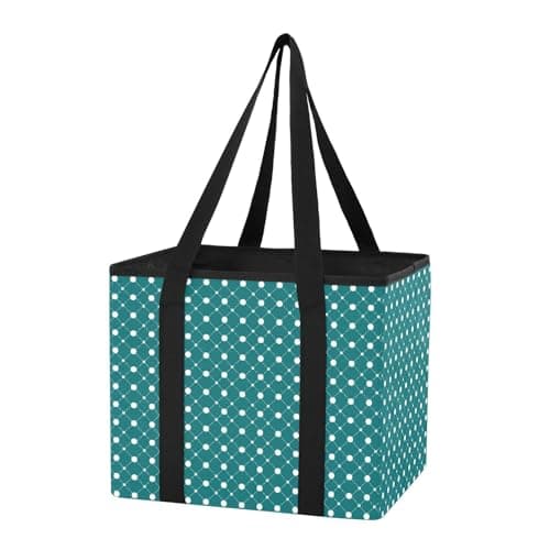 Grckit Car Trunk Organizer Dots Teal Heavy Duty Collapsible Storage Tote Bag with Reinforced Handles for Shopping Travel Picnic